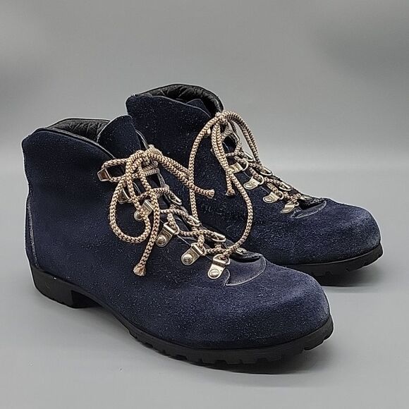 Vasque Shoes - Vintage Vasque/Voyageur Blue Suede Leather Vibram Sole Hiking Boots 80s